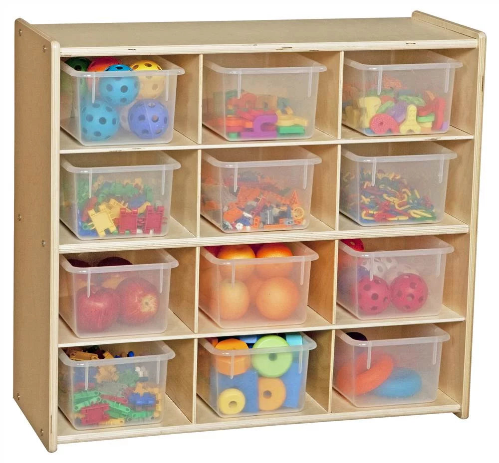 Baltic Birch 12-Cubby Storage Unit with Clear Tubs R13866