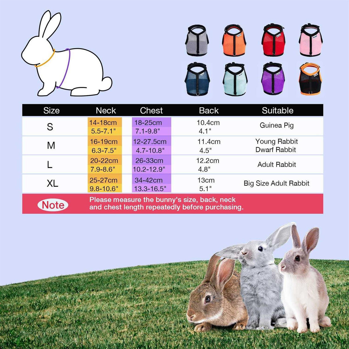 Adjustable Soft Harness with Elastic Leash for Rabbits M594704