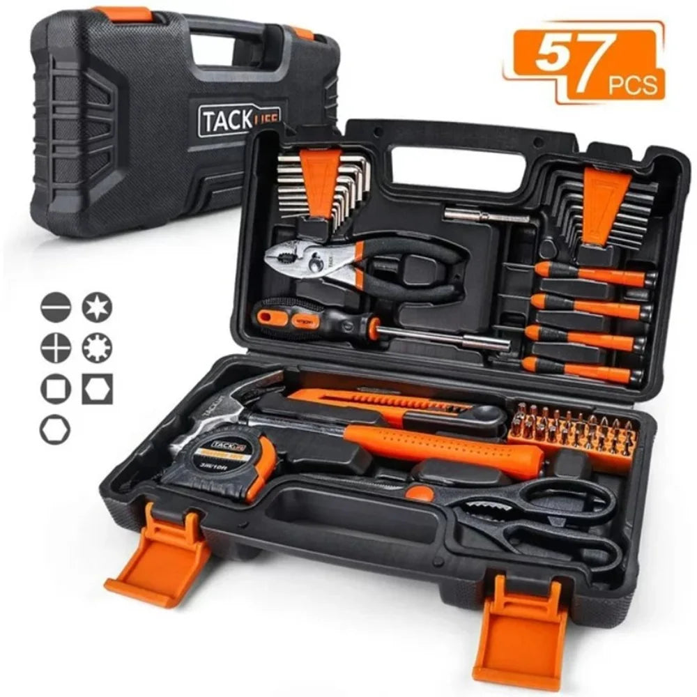 57 Pcs Black Hand Tool Set with Storage Case T16930