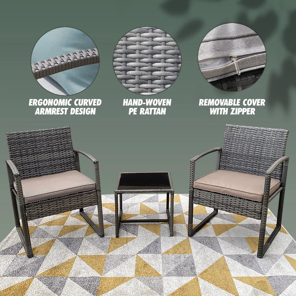3-Piece Rattan Outdoor Coffee Table Set W4074