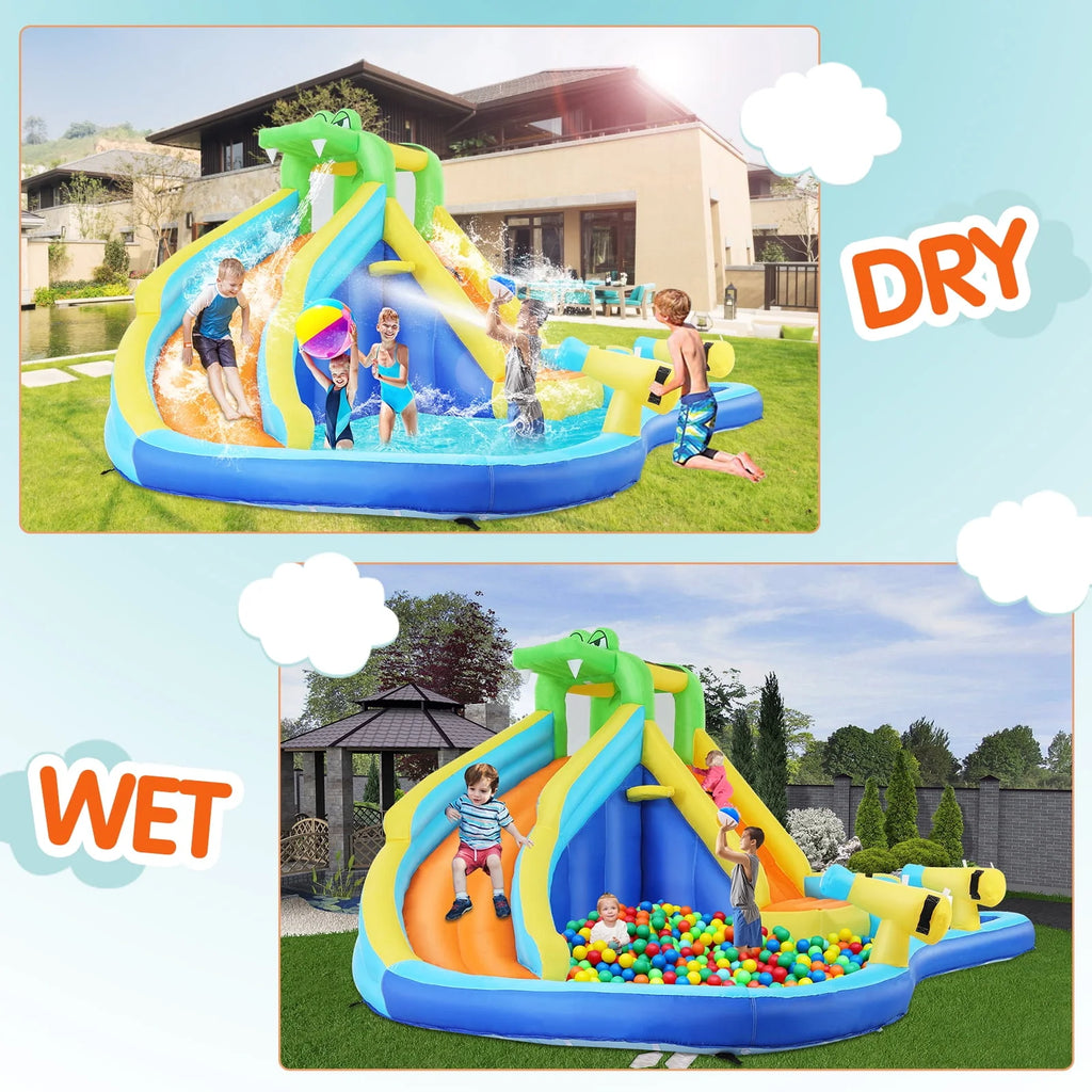 Inflatable Bounce House with Water Slide and Spray Pool X337938