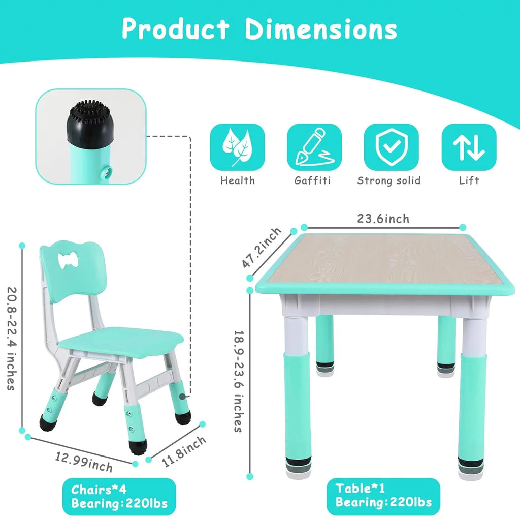 Adjustable Kids Table and Chairs Set, 5 Pieces V573594