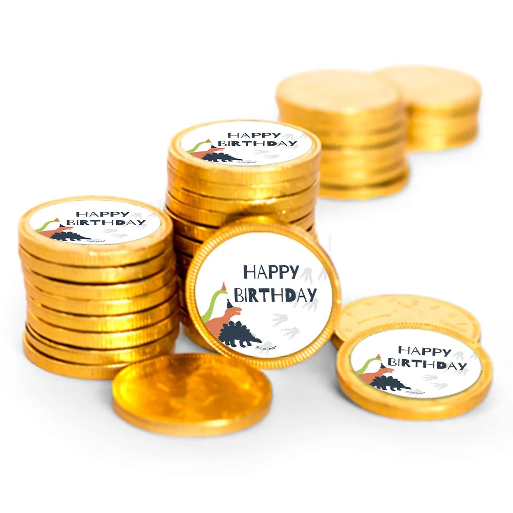 Dinosaur Birthday Candy Party Favors Chocolate Coins 84 Count Gold Foil M655