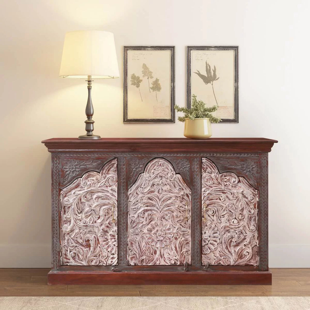 Handcrafted 2-Tone Mango Wood 3-door Sideboard Cabinet U7631