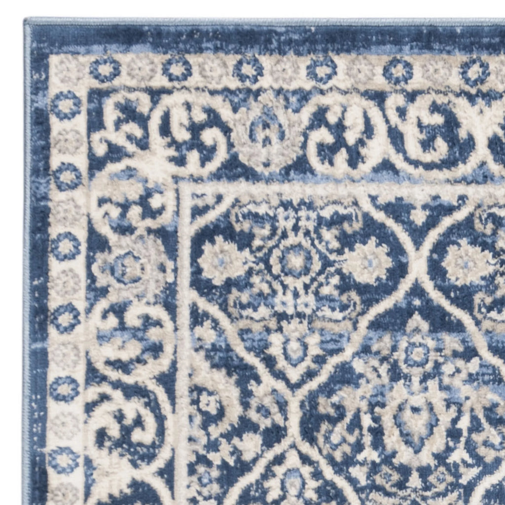 Navy Light Grey Geometric Area Rug E567