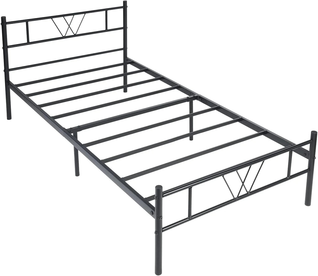 Twin Size Metal Platform Bed Frame with Headboard and Footboard P96788