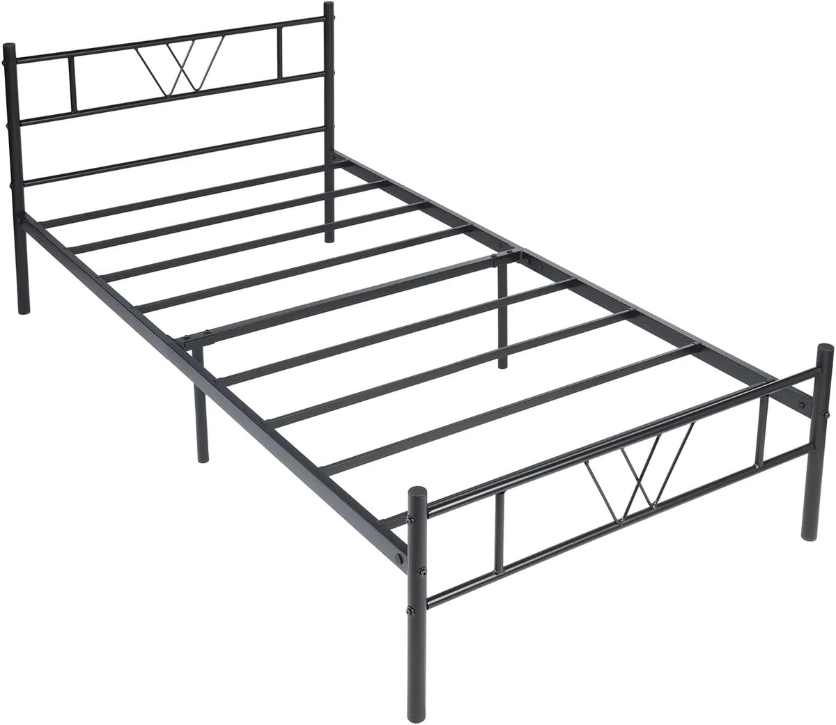 Twin Size Metal Platform Bed Frame with Headboard and Footboard P96788