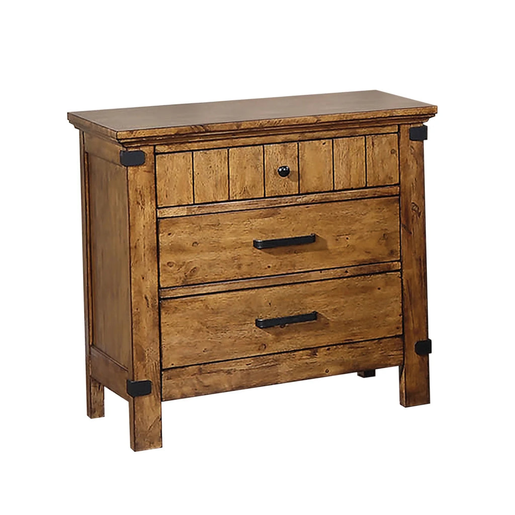 Wooden Nightstand With 3 Drawers V230