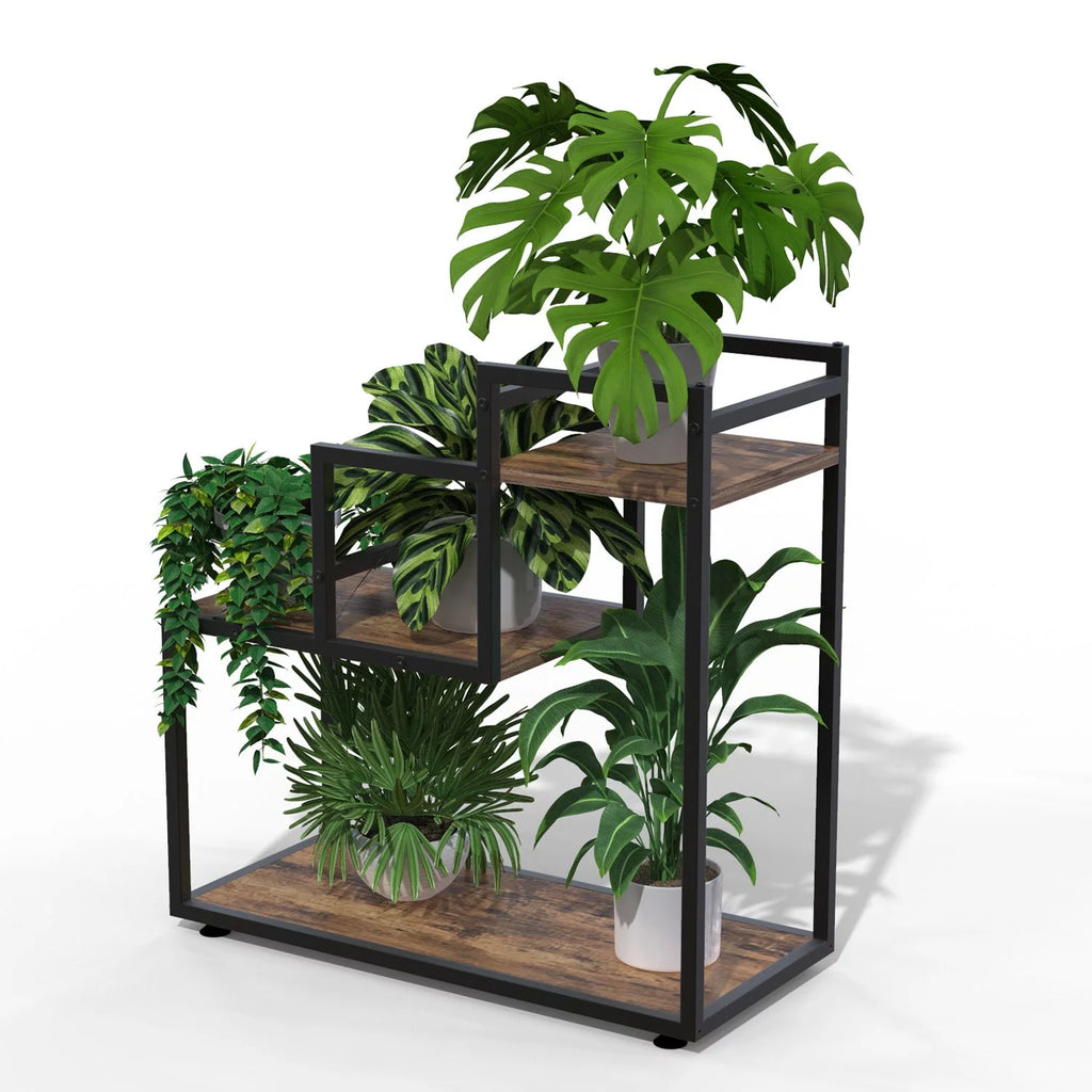 3-Tier Wood Metal Plant Stand D7215