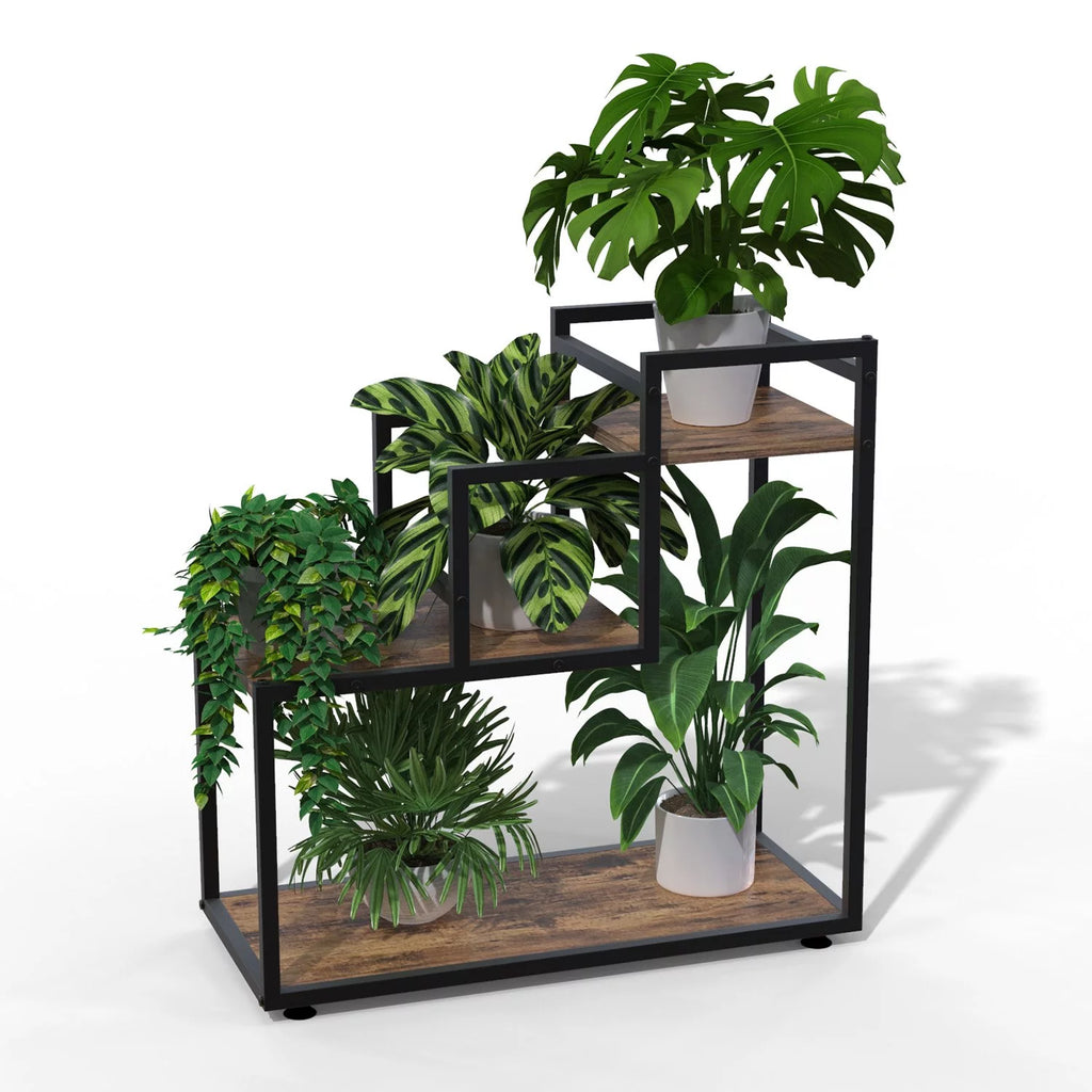 3-Tier Wood Metal Plant Stand D7215