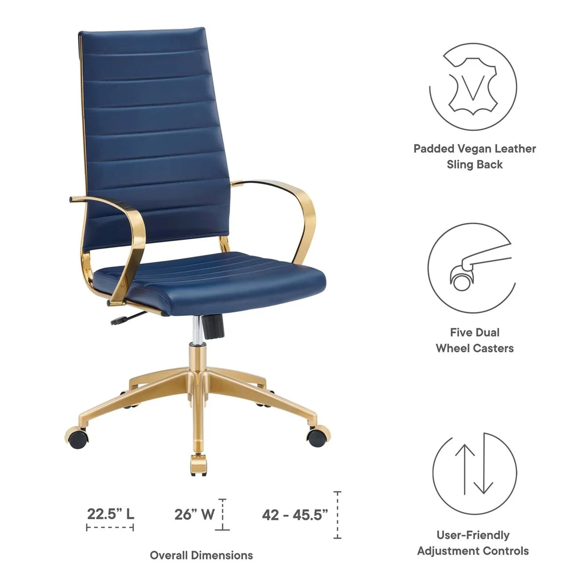 Gold Stainless Steel Highback Office Chair P58287