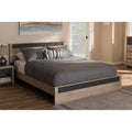 Queen Size Two-Tone Oak and Grey Wood Platform Bed J443327