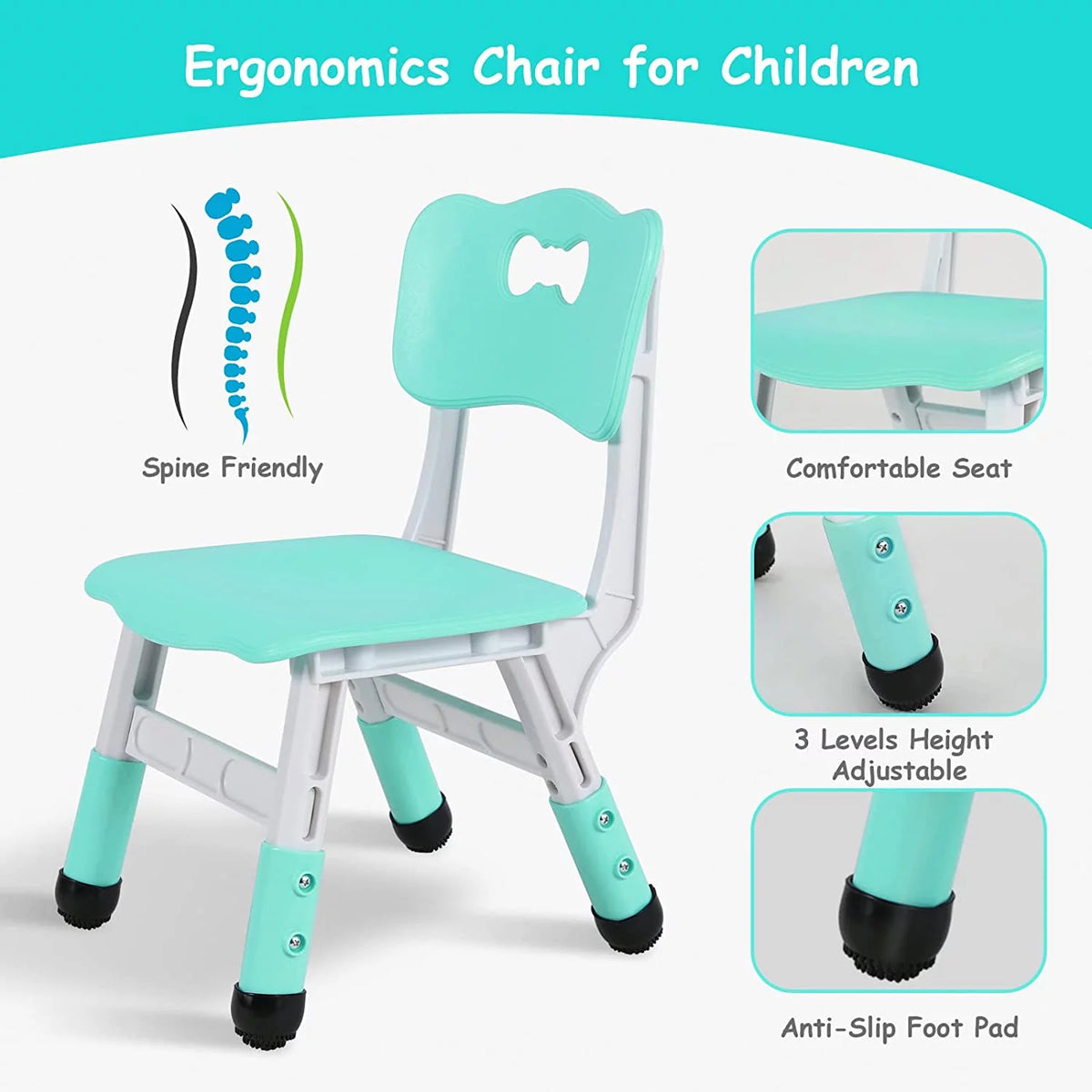 Adjustable Kids Table and Chairs Set, 5 Pieces V573594