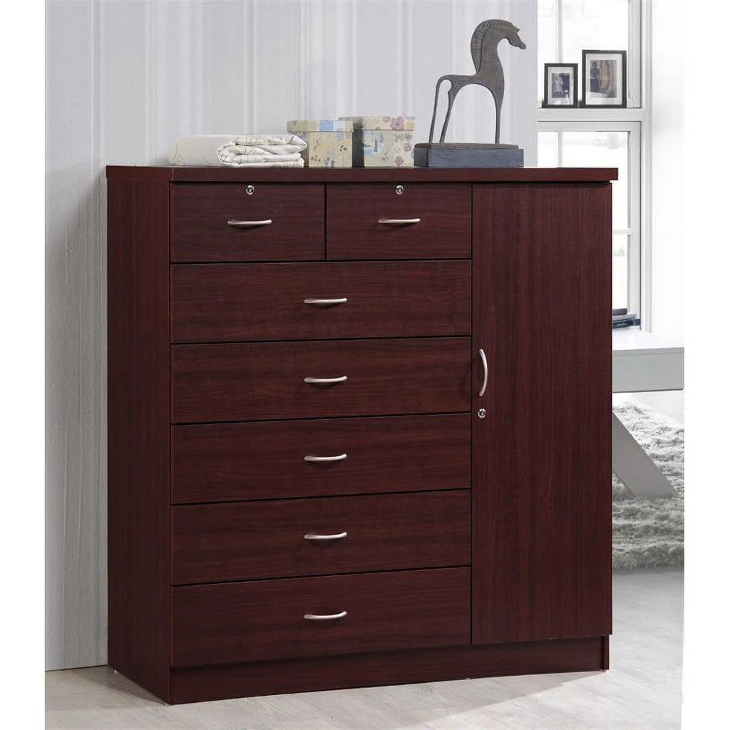 2 Piece Bedroom Set with Captain Bed and Chest in Mahogany Wood P66305