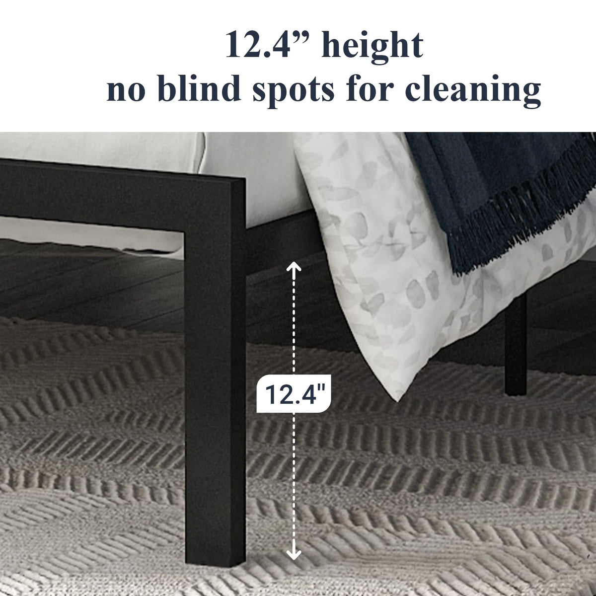 Twin Metal Platform Bed with Fabric Tufted Headboard and Under-Bed Storage M152
