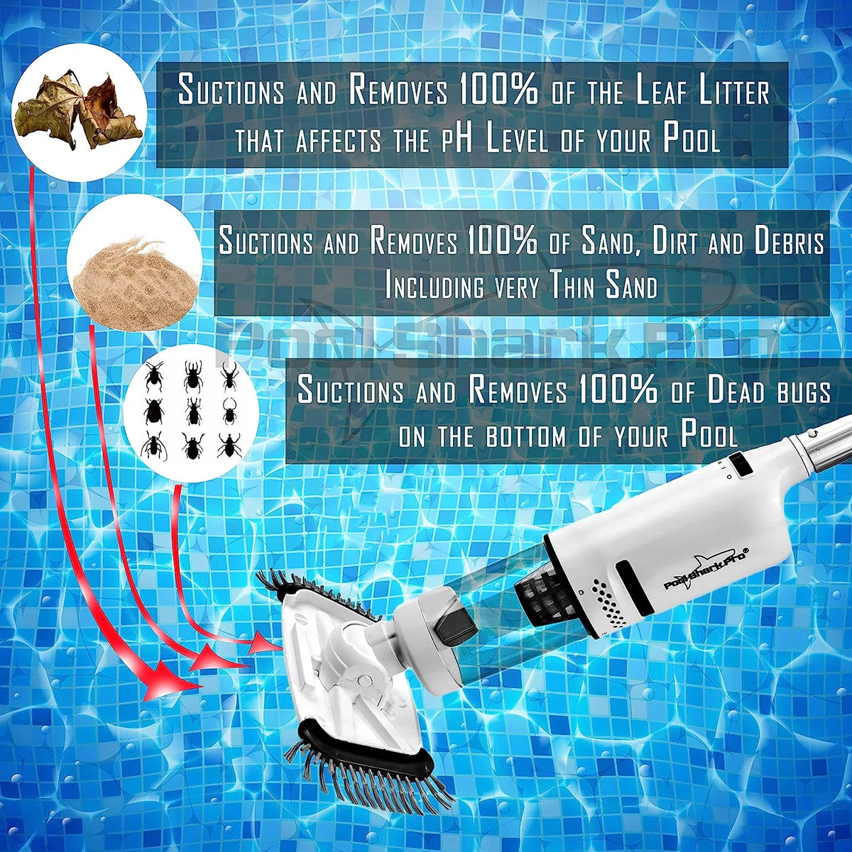 Cordless Handheld Rechargeable Pool Vacuum with Roller and Brushes I9215