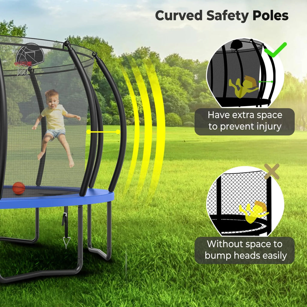 16FT Trampoline with Enclosure, Basketball Hoop, Shoes Bags R357
