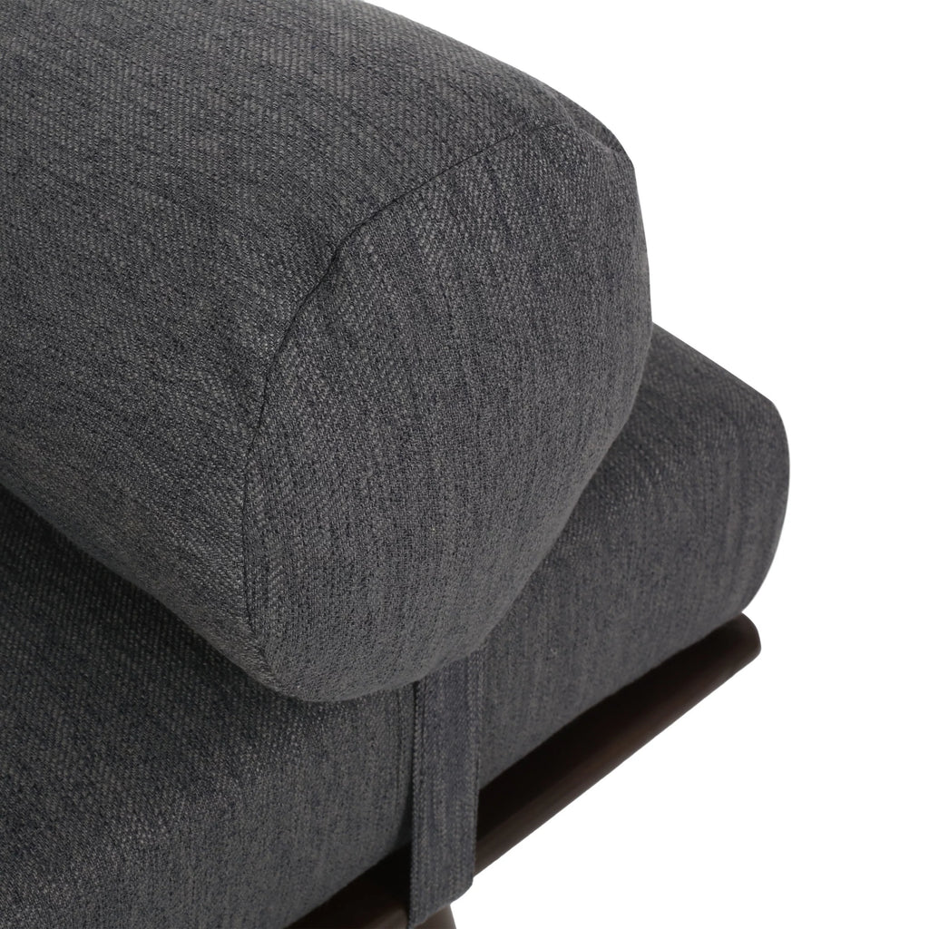 Charcoal Fabric Tufted Chaise Lounge with Bolster Pillow N570