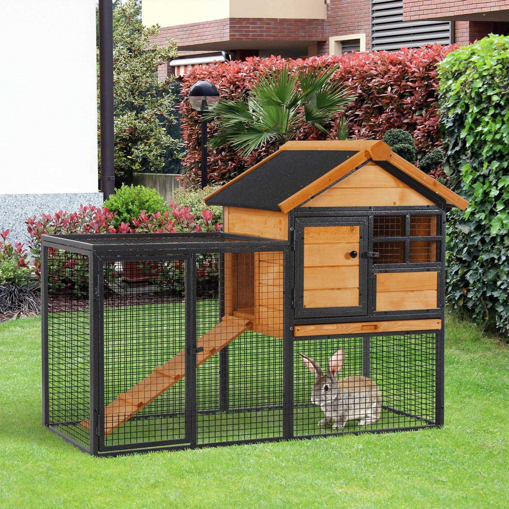 Elevated Wood-metal Pet House with Slide-Out Tray V9923