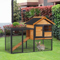 Elevated Wood-metal Pet House with Slide-Out Tray V9923