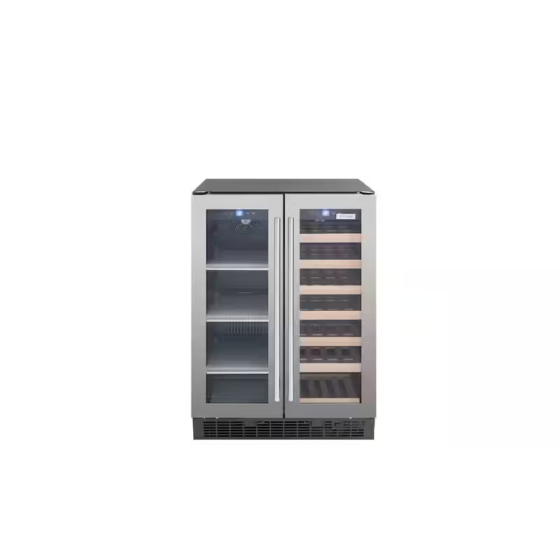 24 in. Built-in 27-Bottle Wine and 60-Can Beverage Cooler in Stainless Steel R875713
