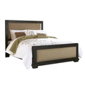 King Upholstered Wood Bed in Distressed Black Q449530