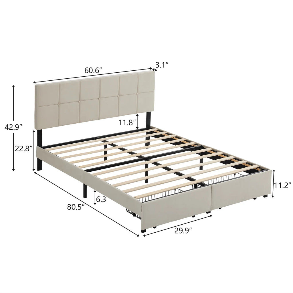 Full Size Platform Bed Frame with 2 Drawers G946
