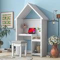 Children Desk and Chair Set White Wood Writing Table O35742