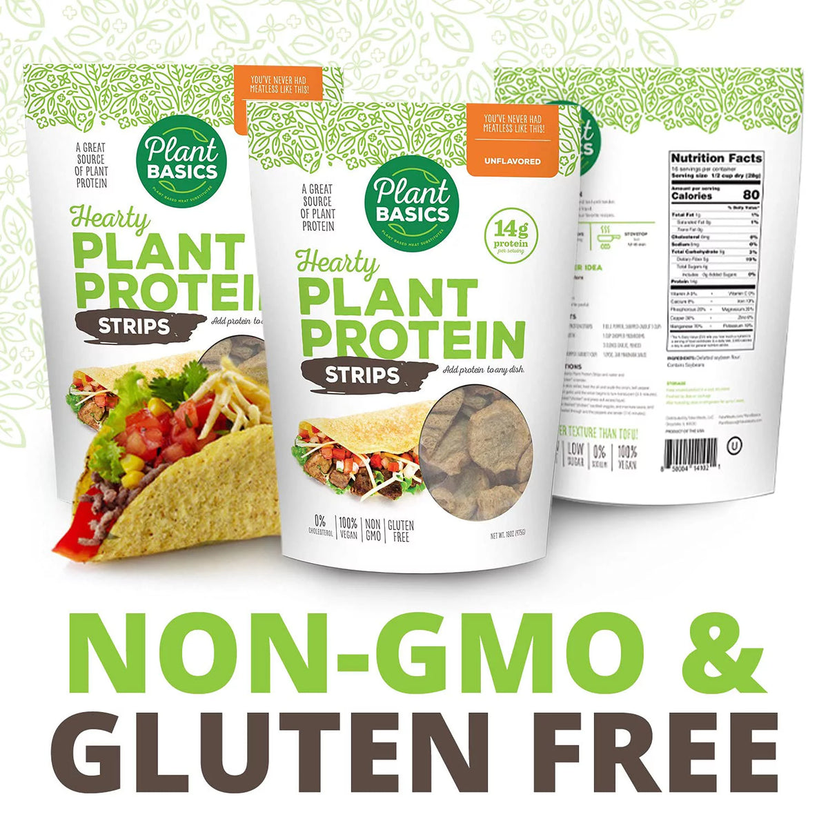 Unflavored Plant Protein Strips, 1 lb (Pack of 6) O177240