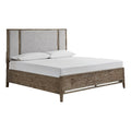 Wood Cal.King Panel Bed with Upholstered Headboard in Brown H17645