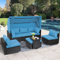 7 Piece Outdoor Sectional Sofa Set with Retractable Canopy Z25821