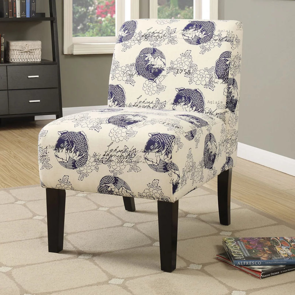 Dark Blue Pattern Fabric Accent Chair J9563
