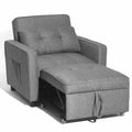 Light Grey Linen Convertible Chair Bed U9239