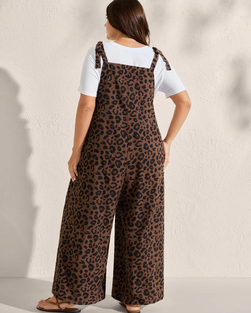 Leopard Print Jumpsuit with Square Neck X62272