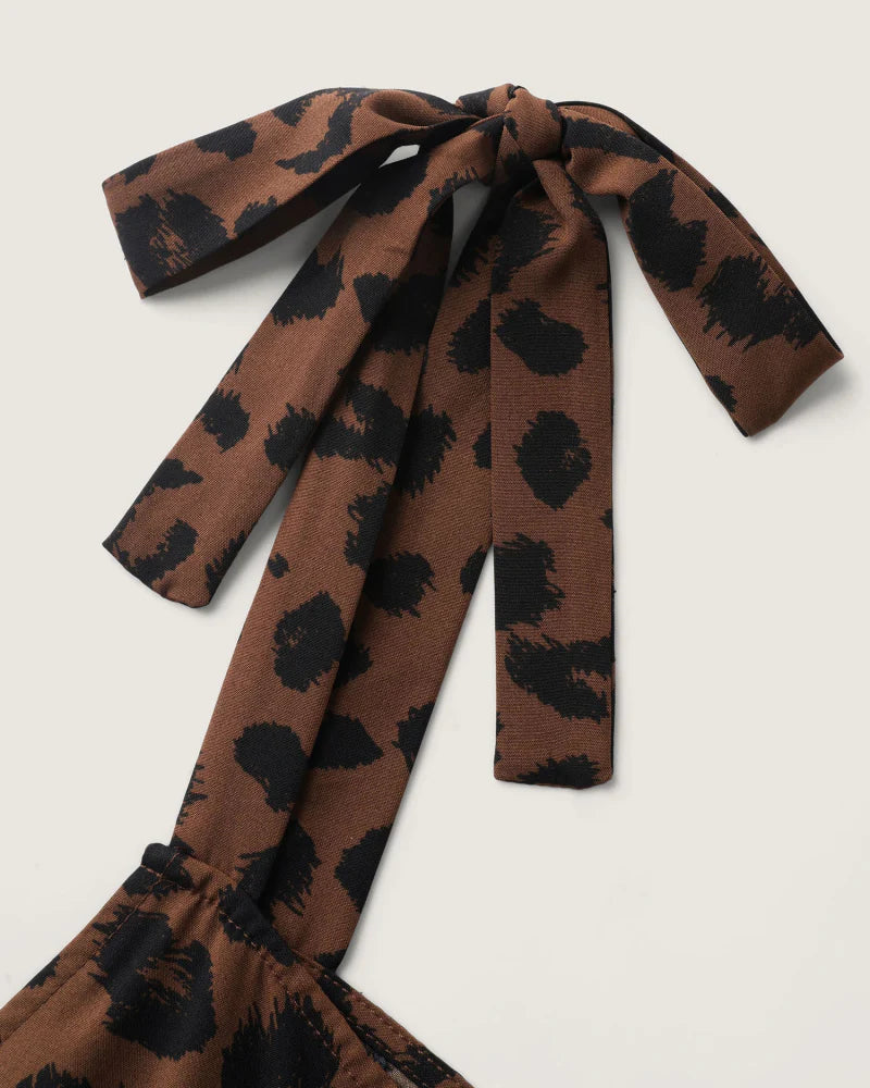 Leopard Print Jumpsuit with Square Neck X62272