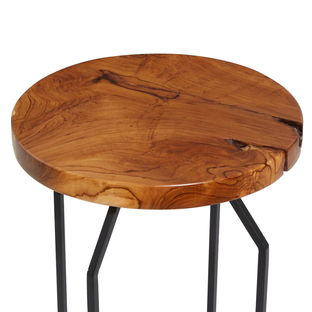 16" x 24" Brown Teak Wood Live Edge Accent Table S5993