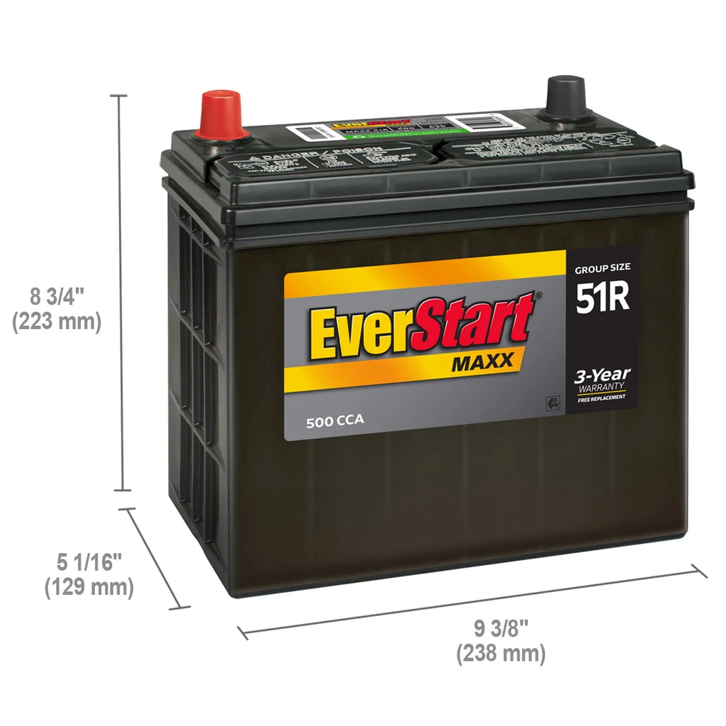 Lead Acid Automotive Battery Group Size 51R 12 Volt 500 CCA N60569