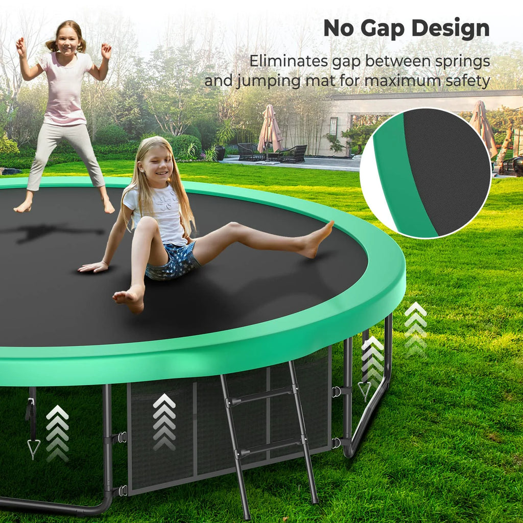 16FT Trampoline with Enclosure, Basketball Hoop, Shoes Bags R357