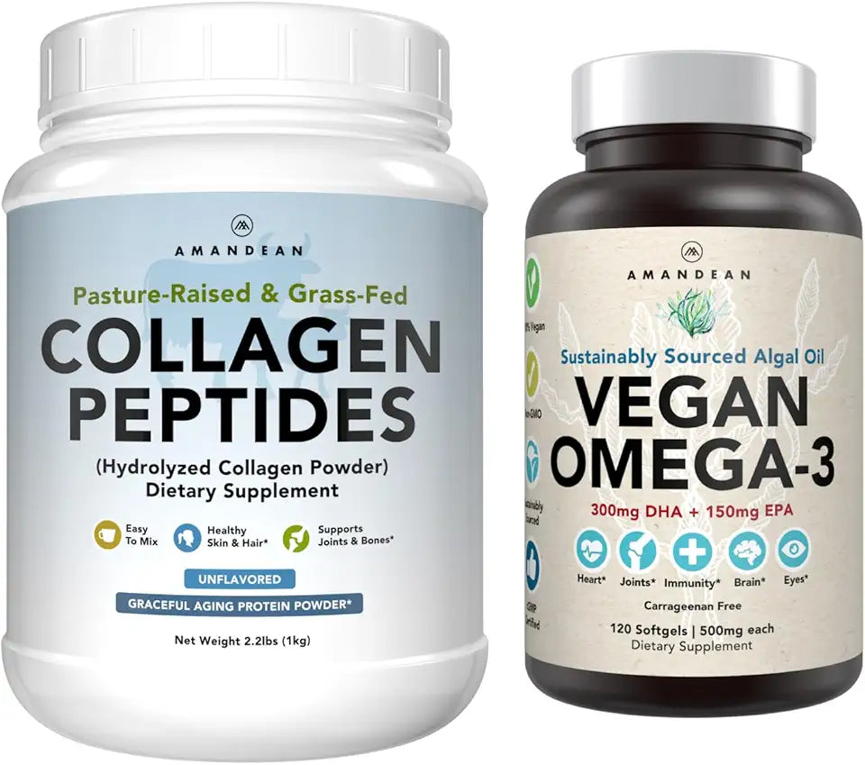 Vegan Omega-3 120 Capsules and Collagen Peptides Powder 1kg B74222