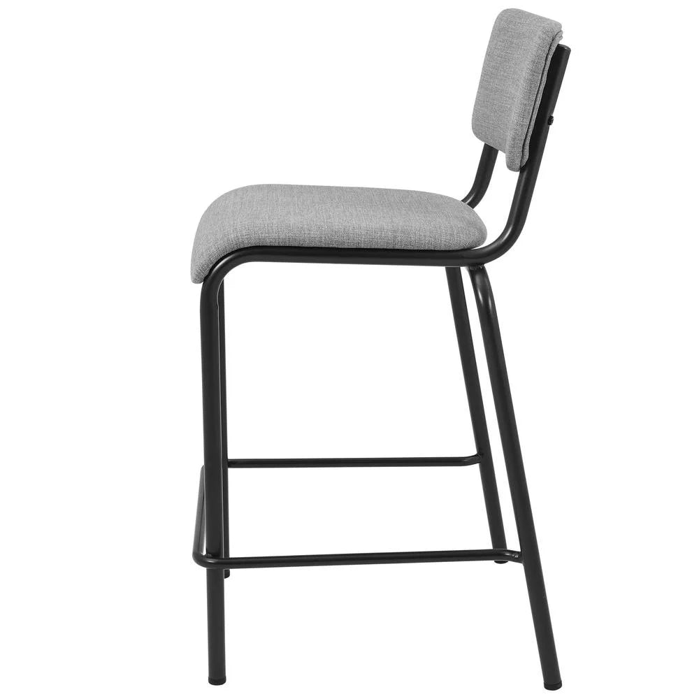 26" Gray Fabric Counter Stool Set of 4 M60158