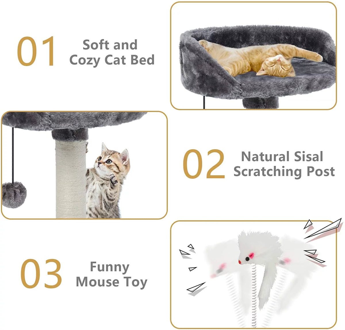 17" Cat Tree Climb Tower with Condo and Perches Gray U891084
