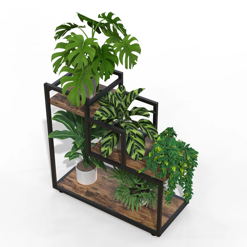 3-Tier Wood Metal Plant Stand D7215