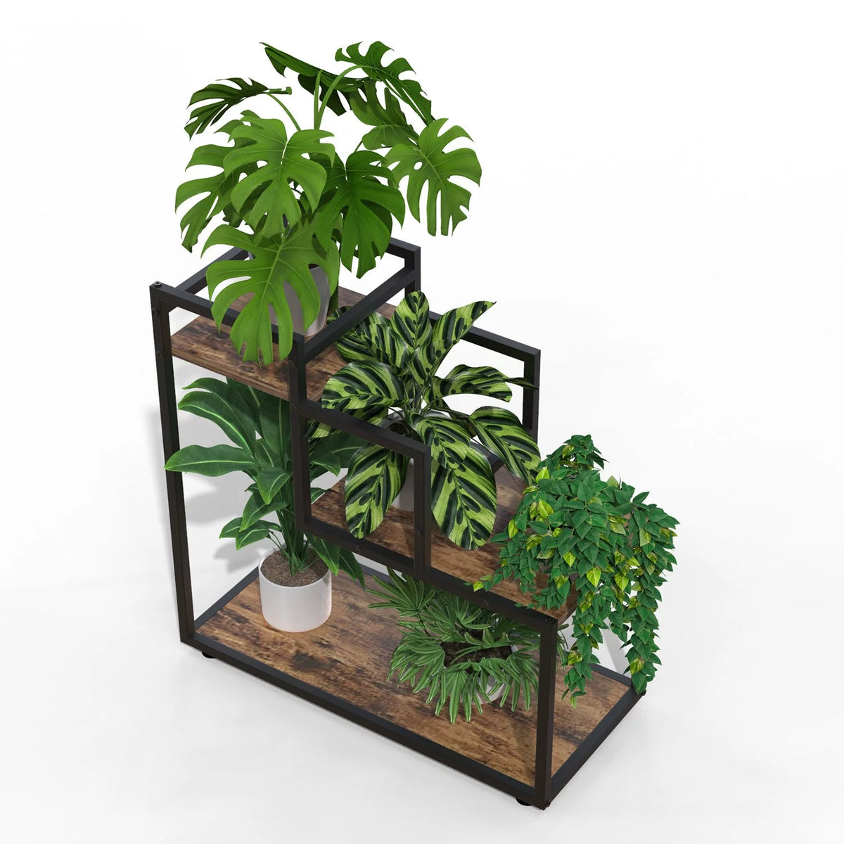 3-Tier Wood Metal Plant Stand D7215