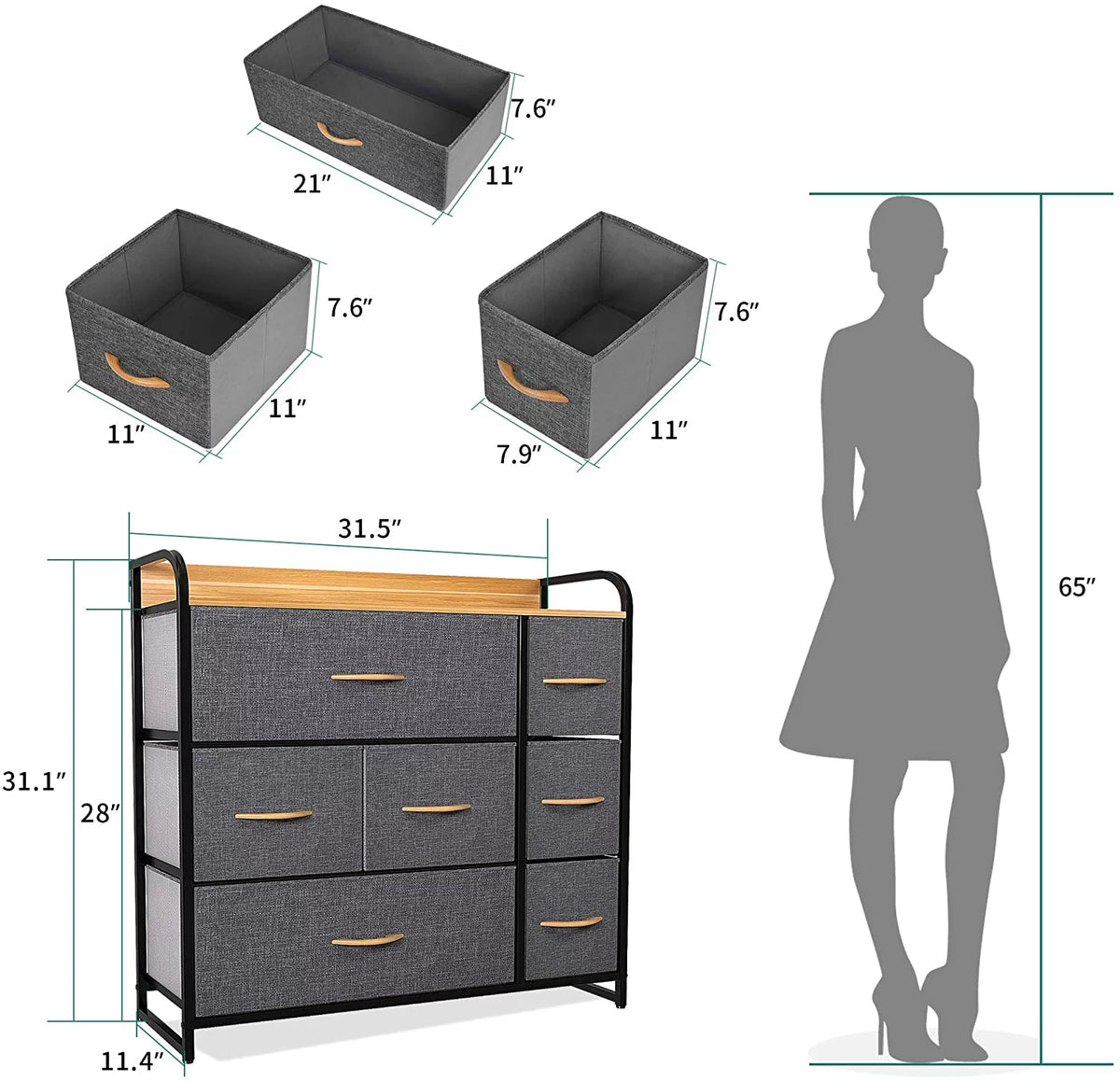 7 Drawer Fabric Storage Dresser E661593