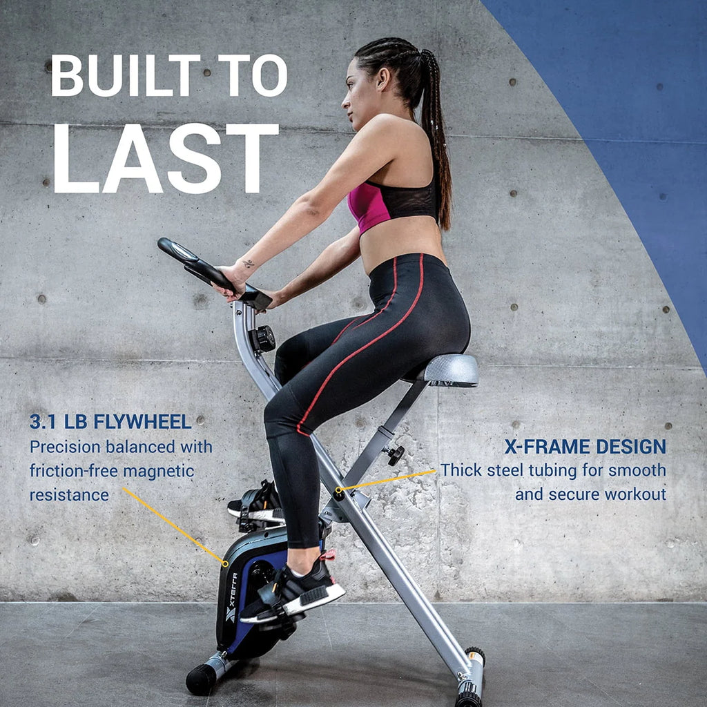 Compact Folding Stationary Bike with Padded Seat O70088