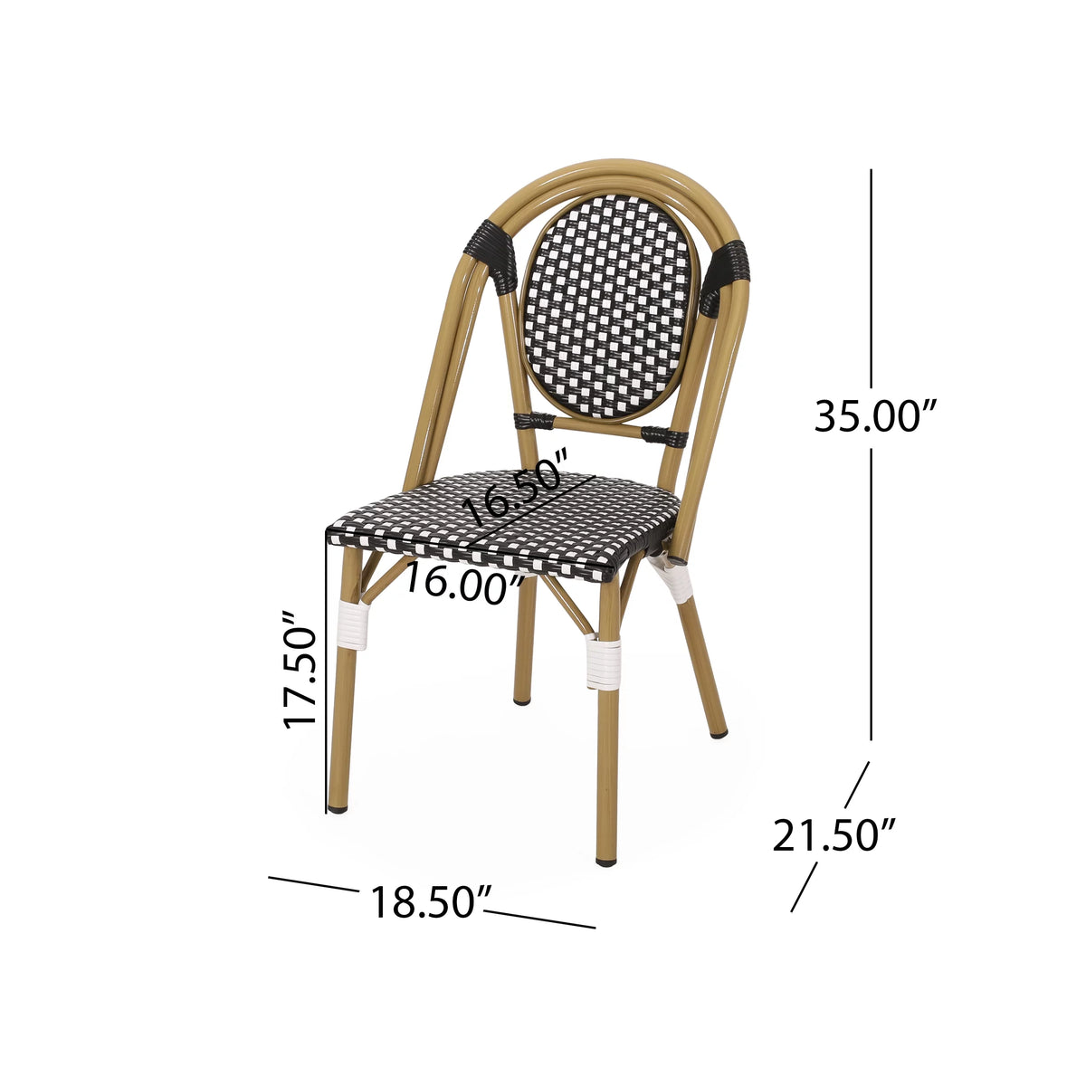 Set of 4 Black White Bamboo Finish Outdoor Chairs L555580