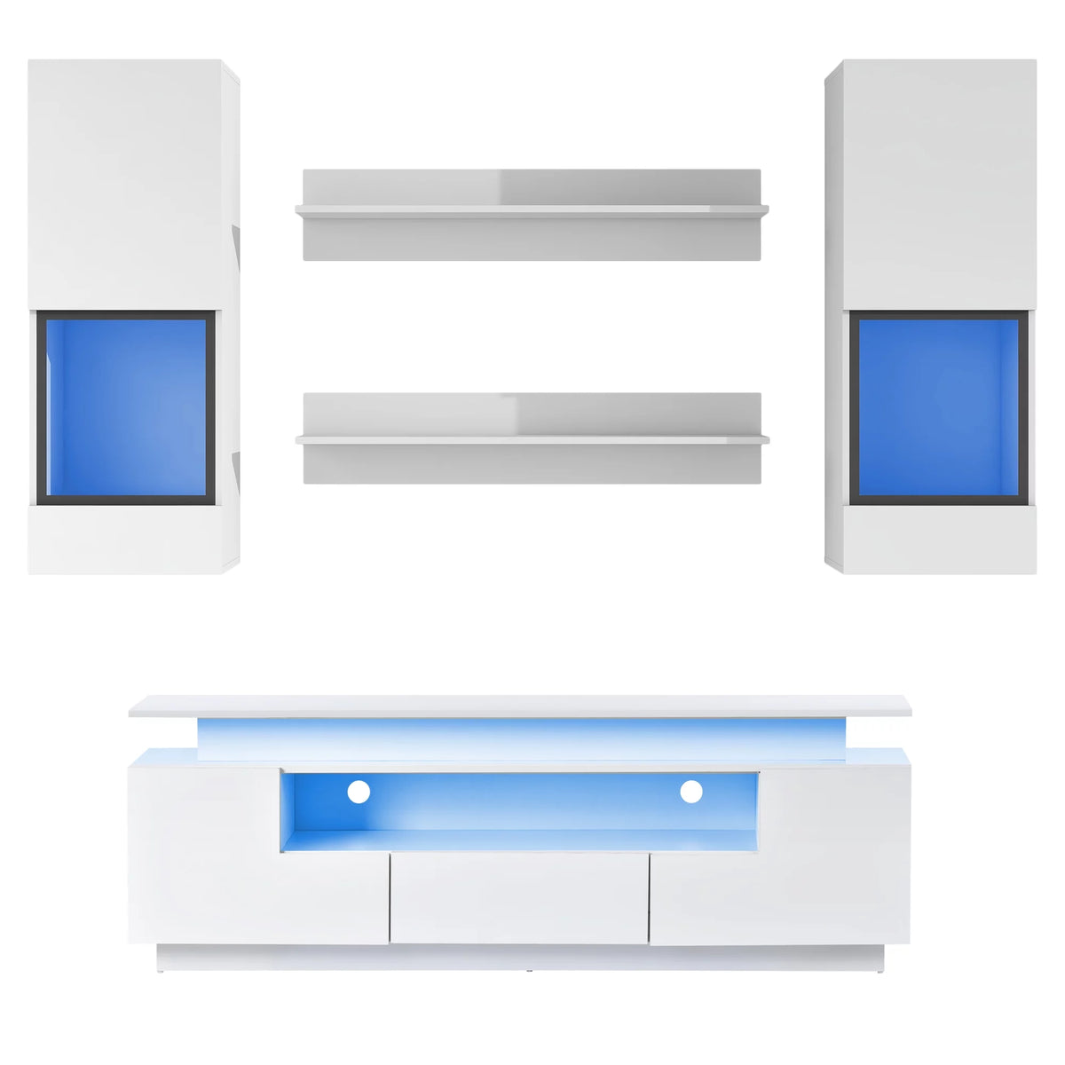 White High Gloss Wall Mounted TV Stand Set F32738