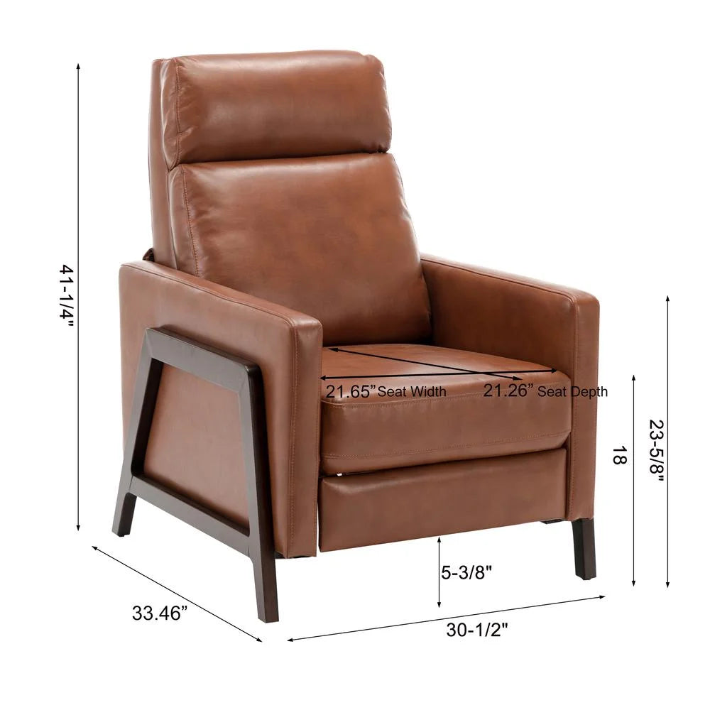 Caramel Faux Leather Push Back Recliner Y5879