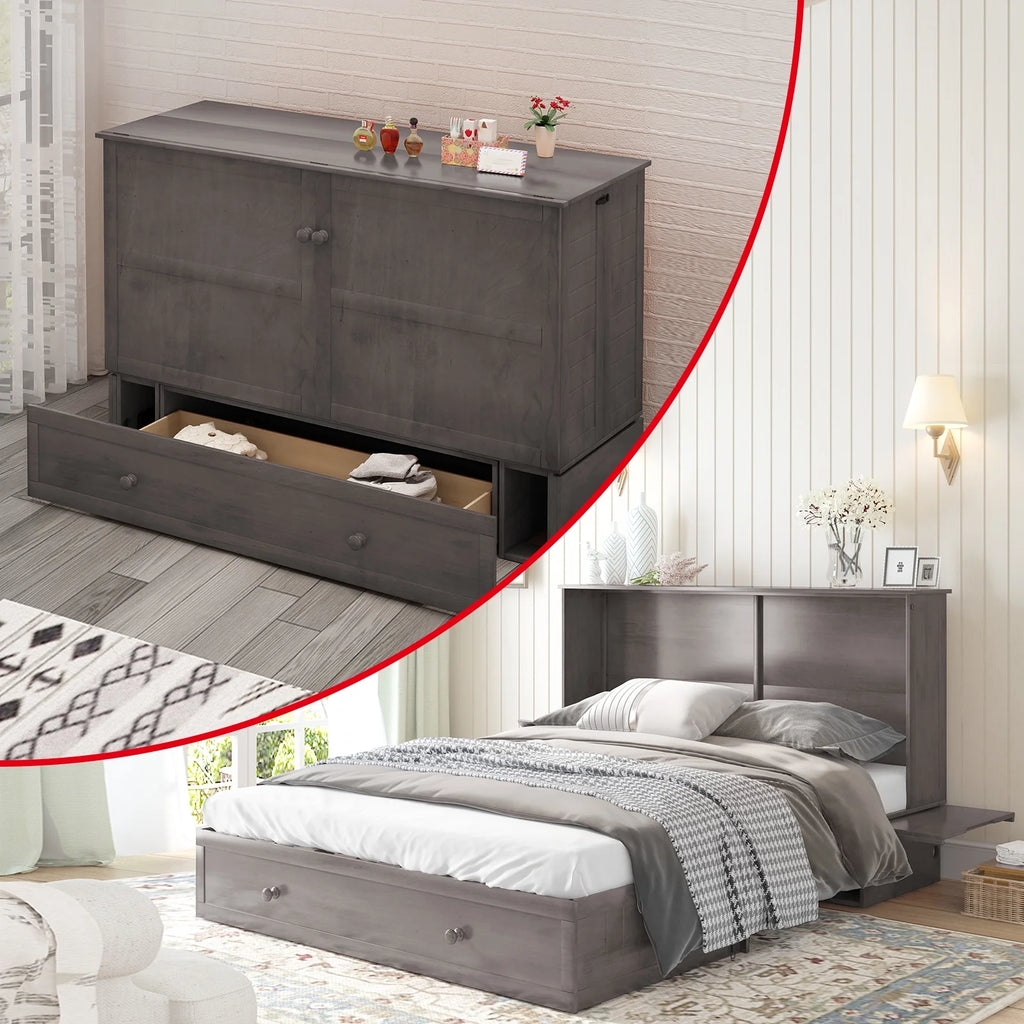 Queen Size Murphy Bed Chest with Foam Mattress W932186