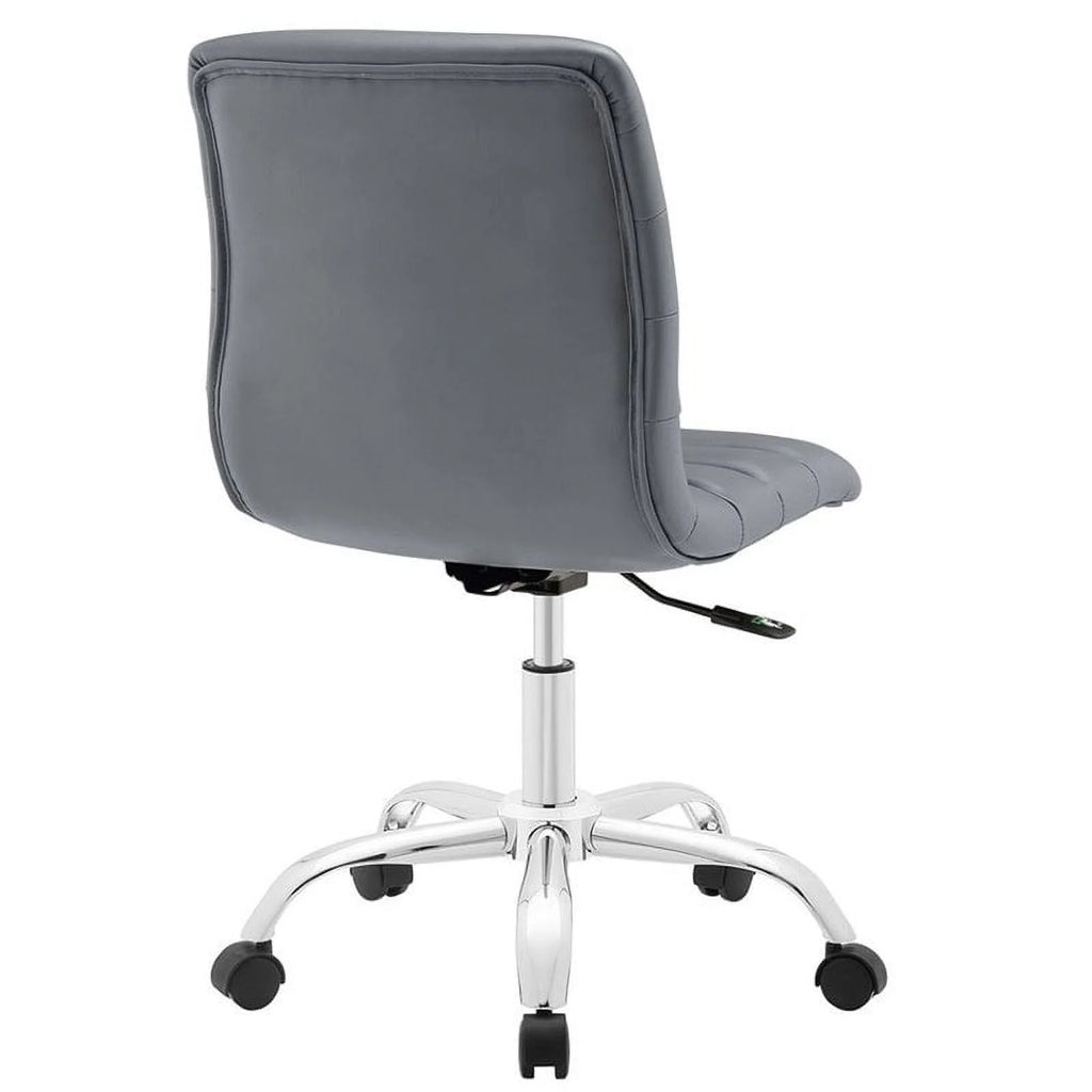 Gray Vinyl Nylon Mid-Back Armless Swivel Office Chair T2051